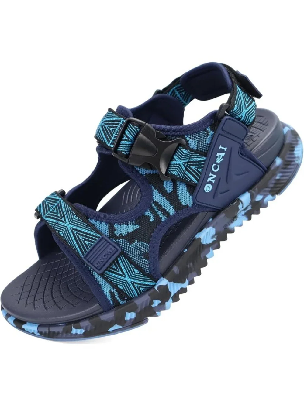 Men's Blue Camo Orthopedic Recovery Camouflage Mesh Athletic Hiking Sandal Shoes
